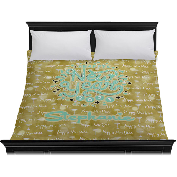 Happy New Year Duvet Cover - King - On Bed - No Prop