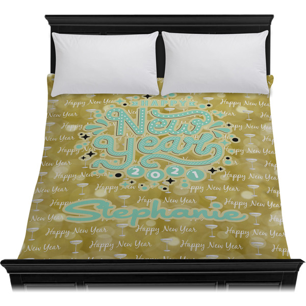 Happy New Year Duvet Cover - Queen - On Bed - No Prop