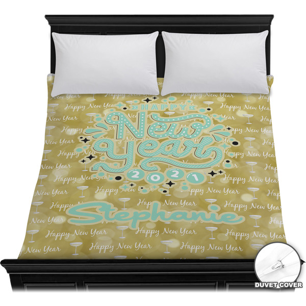 Custom Happy New Year Duvet Cover - Full / Queen w/ Name or Text