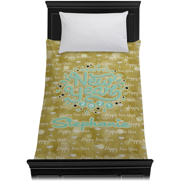 Happy New Year Duvet Cover - Twin - On Bed - No Prop