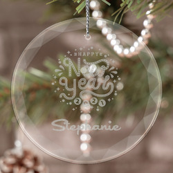 Happy New Year Engraved Glass Ornament (Personalized)