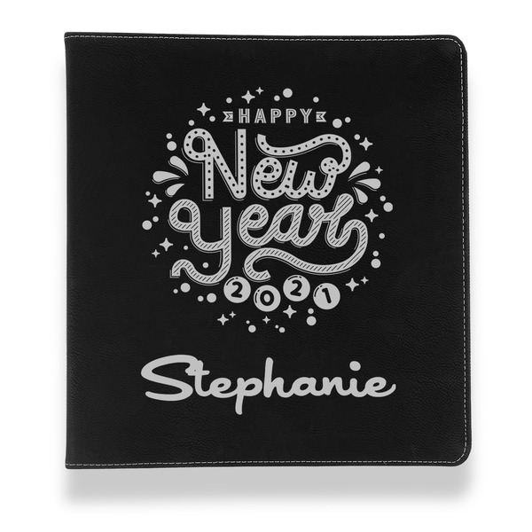 Happy New Year Leather Binder - 1" - Black - Front View