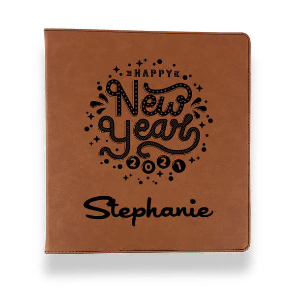 Happy New Year Leather Binder - 1" - Rawhide - Front View