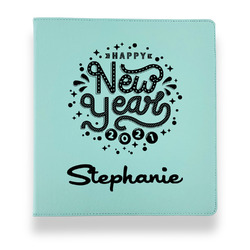 Happy New Year Leather Binder - 1" - Teal (Personalized)