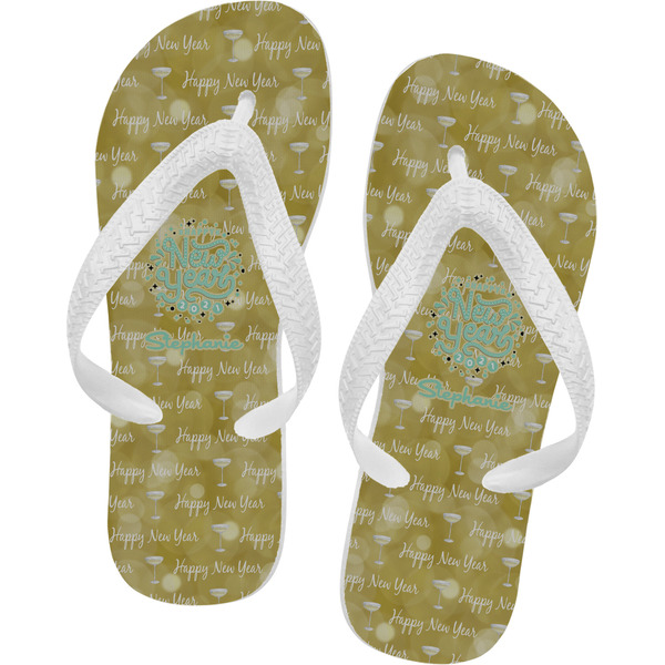 Custom Happy New Year Flip Flops - Large w/ Name or Text