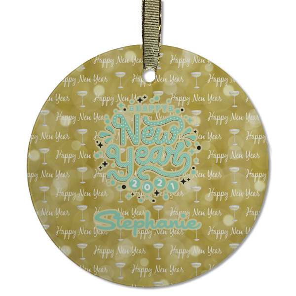 Happy New Year Frosted Glass Ornament - Round