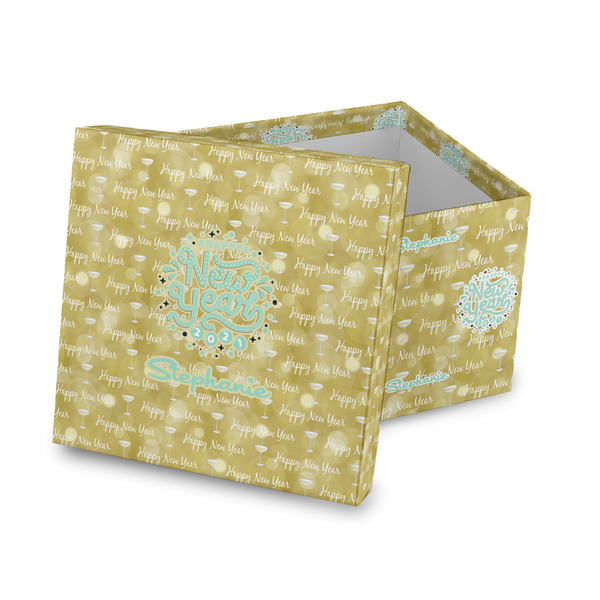 Custom Happy New Year Gift Box with Lid - Canvas Wrapped (Personalized)