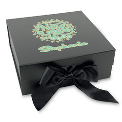 Happy New Year Gift Box with Magnetic Lid - Black (Personalized)