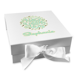 Happy New Year Gift Box with Magnetic Lid - White (Personalized)