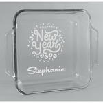 Happy New Year Glass Cake Dish - 8in x 8in