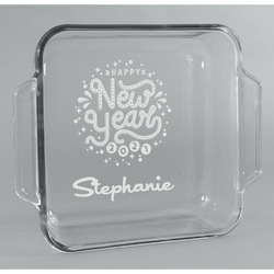 Happy New Year Glass Cake Dish - 8in x 8in