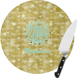 Happy New Year Round Glass Cutting Board (Personalized)