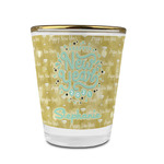 Happy New Year Glass Shot Glass - 1.5 oz - with Gold Rim - Set of 4 (Personalized)