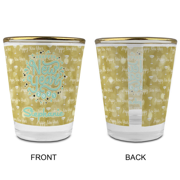 Happy New Year Glass Shot Glass - with gold rim - APPROVAL