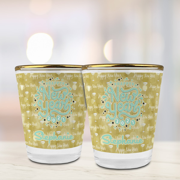 Happy New Year Glass Shot Glass - with gold rim - LIFESTYLE