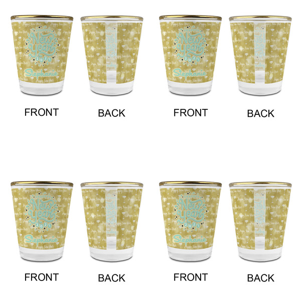 Happy New Year Glass Shot Glass - with gold rim - Set of 4 - APPROVAL