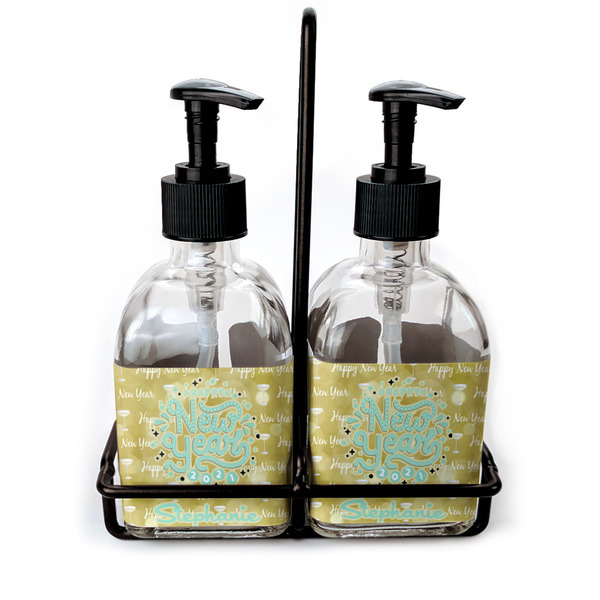 Custom Happy New Year Glass Soap & Lotion Bottle Set (Personalized)