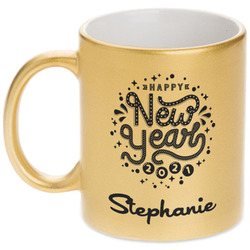 Happy New Year Metallic Gold Mug (Personalized)
