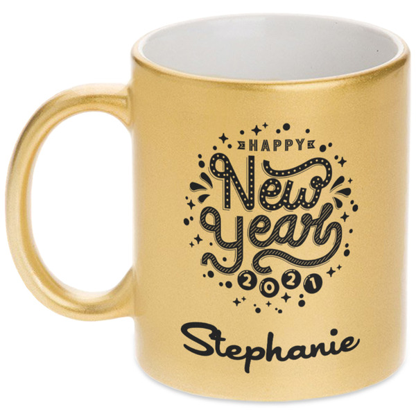 Custom Happy New Year Metallic Mug (Personalized)