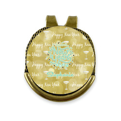Happy New Year Golf Ball Marker - Hat Clip - Gold