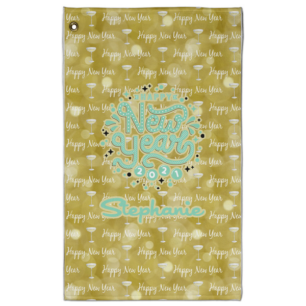 Custom Happy New Year Golf Towel - Poly-Cotton Blend w/ Name or Text