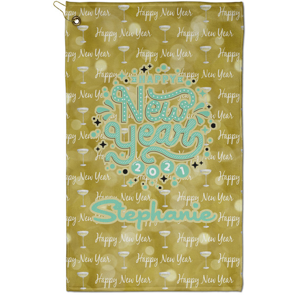 Custom Happy New Year Golf Towel - Poly-Cotton Blend - Small w/ Name or Text