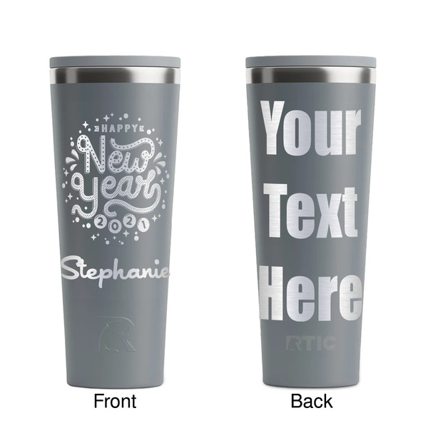 Happy New Year Grey RTIC Everyday Tumbler - 28 oz. - Front and Back