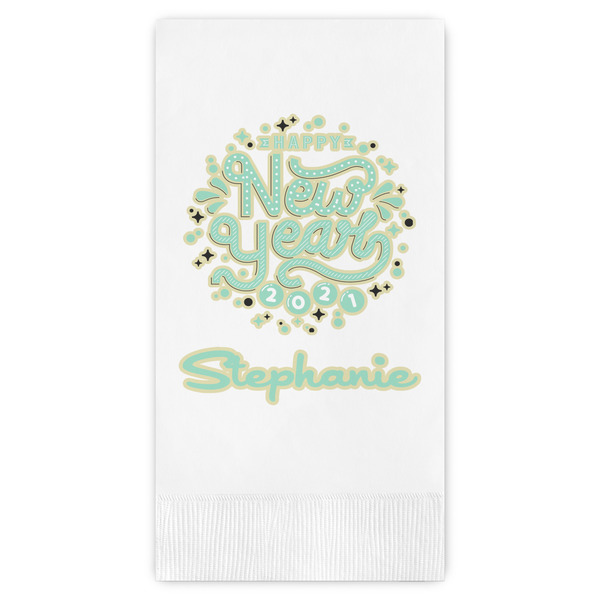Custom Happy New Year Guest Napkins - Full Color - Embossed Edge (Personalized)