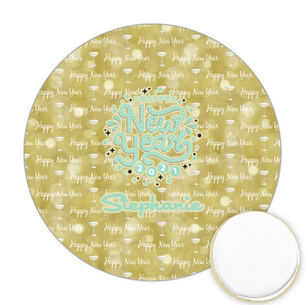 Custom Happy New Year Printed Cookie Topper - Round (Personalized)