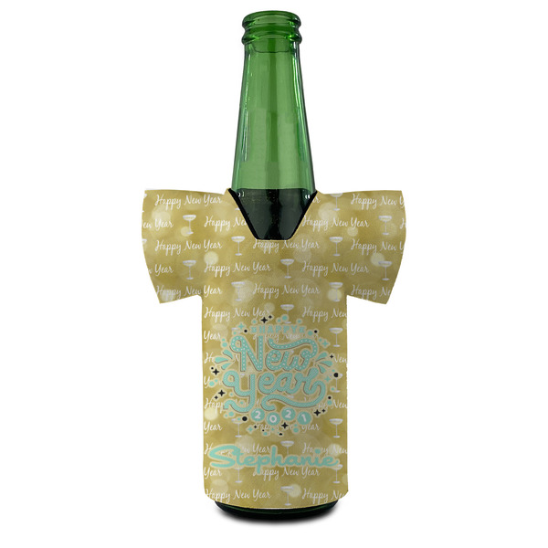 Happy New Year Jersey Bottle Cooler - FRONT (on bottle)