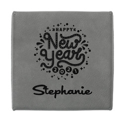 Happy New Year Jewelry Gift Box - Engraved Leather Lid (Personalized)