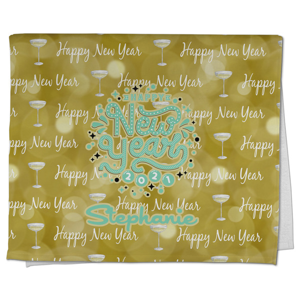 Custom Happy New Year Kitchen Towel - Poly Cotton w/ Name or Text