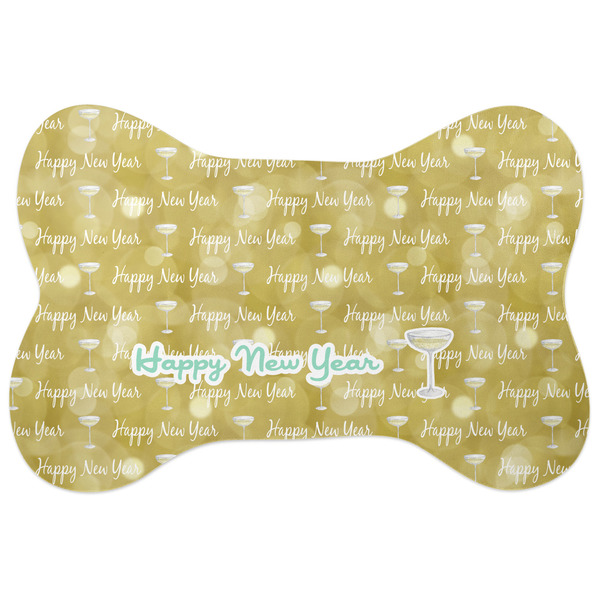 Custom Happy New Year Bone Shaped Dog Food Mat (Personalized)