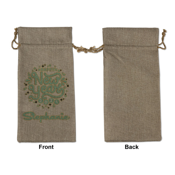 Happy New Year Large Burlap Gift Bags - Front Approval
