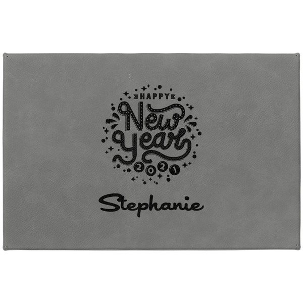 Happy New Year Large Engraved Gift Box with Leather Lid - Approval