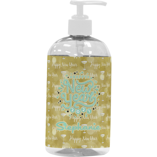 Custom Happy New Year Plastic Soap / Lotion Dispenser (16 oz - Large - White) (Personalized)