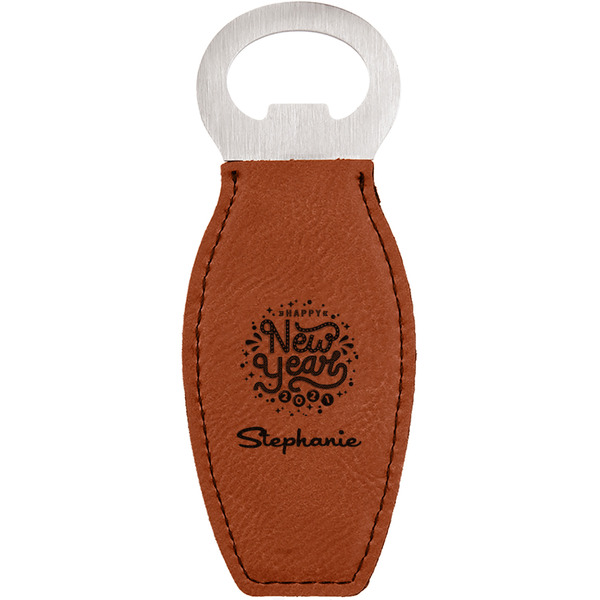 Custom Happy New Year Leatherette Bottle Opener (Personalized)