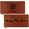 Happy New Year Leather Checkbook Holder Front and Back