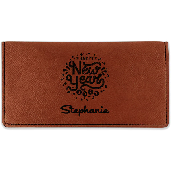 Custom Happy New Year Leatherette Checkbook Holder - Single Sided (Personalized)