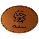 Happy New Year Faux Leather Iron On Patch - Oval (Personalized)