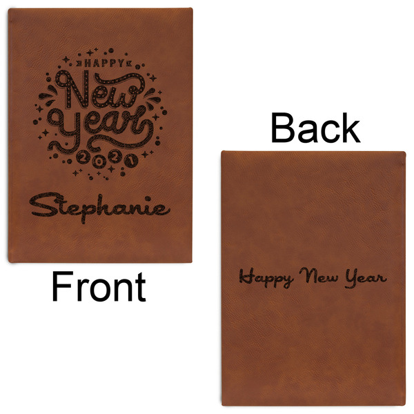 Happy New Year Leatherette Sketchbooks - Large - Double Sided - Front & Back View