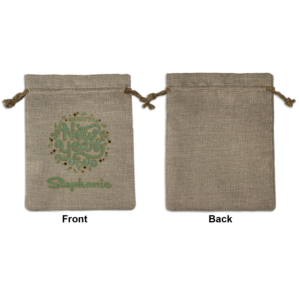 Happy New Year Medium Burlap Gift Bag - Front Approval