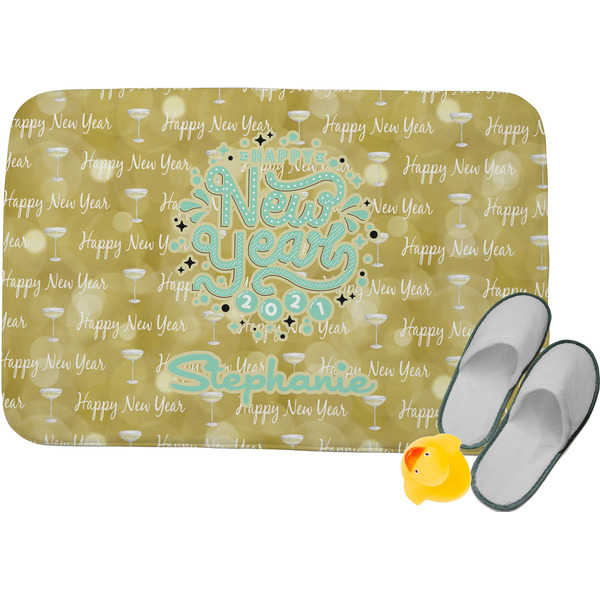 Custom Happy New Year Memory Foam Bath Mat - 24"x17" w/ Name or Text