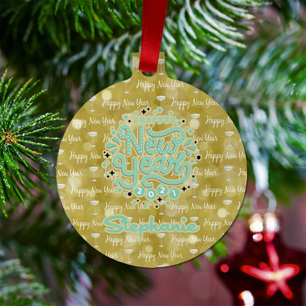 Happy New Year Metal Ball Ornament - Lifestyle