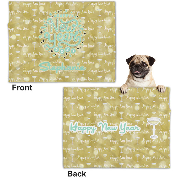 Happy New Year Microfleece Dog Blanket - Regular - Front & Back