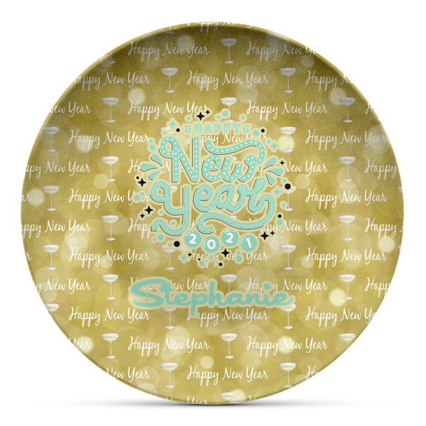 Custom Happy New Year Microwave Safe Plastic Plate - Composite Polymer (Personalized)
