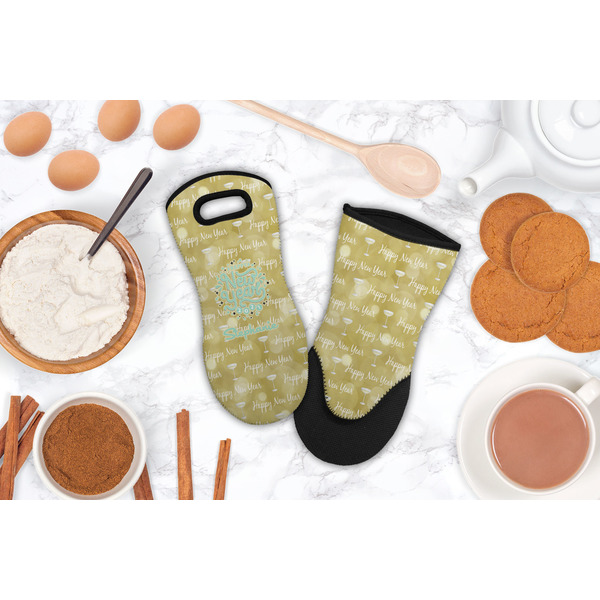 Happy New Year Neoprene Oven Mitt - Lifestyle Image