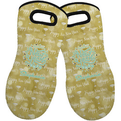 Happy New Year Neoprene Oven Mitts - Set of 2 w/ Name or Text