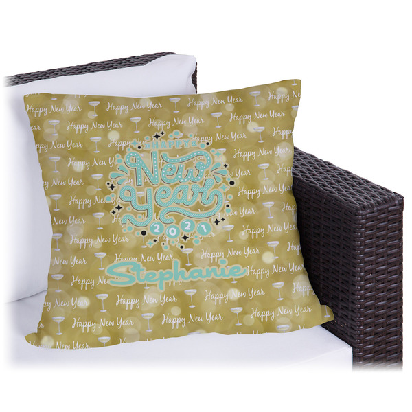 Custom Happy New Year Outdoor Pillow (Personalized)