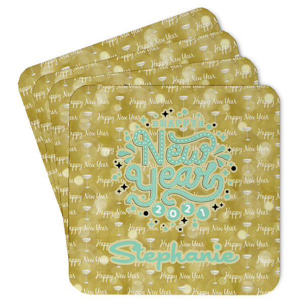 Custom Happy New Year Paper Coasters w/ Name or Text